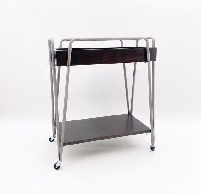 Minster Drinks Industrial Metal Kitchen Trolley in Brown, W63 x D35 x H75 cm – 1