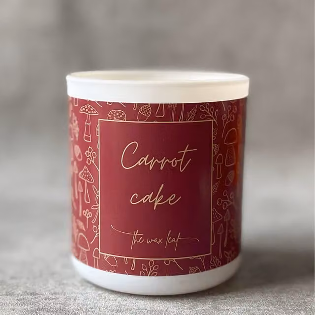 The Wax Leaf Candle Co Sweet Carrot Cake Cottage Core Autumn Soy Candle with Wood Wick in Red