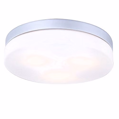Netlighting Vranos Round Outdoor Ceiling Lamp in Silver with Glass Shade, IP44, E27, W/D/H: 30.0 x 30.0 x 6.5 cm