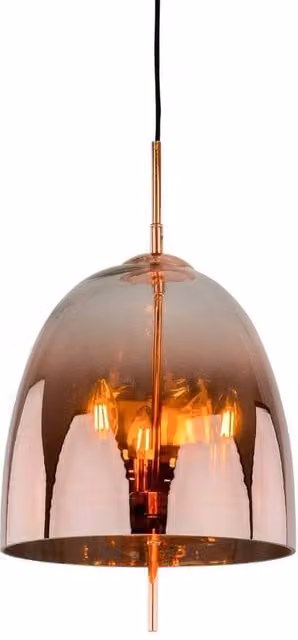 Netlighting Modern 3-Light Hanging Pendant with Copper Finish and Transparent Glass Shades, E14