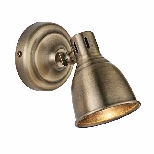 Netlighting Westbury LED Wall Mounted Spotlight in Antique Brass Finish with GU10 Bulb – 1