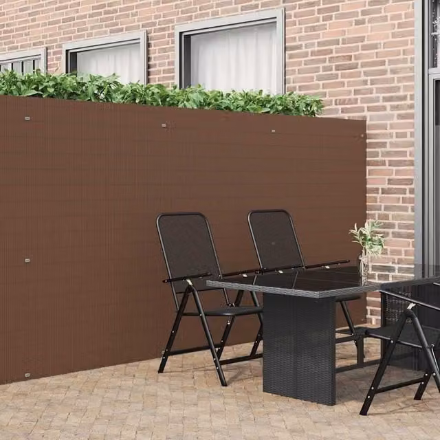 Berkfield Home Double-Sided Brown PVC Garden Fence Mat, W: 3 m, H: 1.8 m