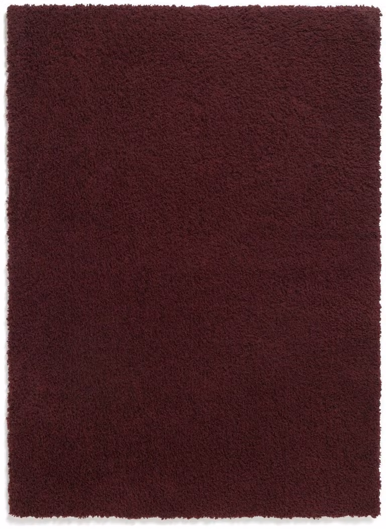 Recycled Cosy Plain Shaggy Rug in Red, W: 200 cm, D: 290 cm