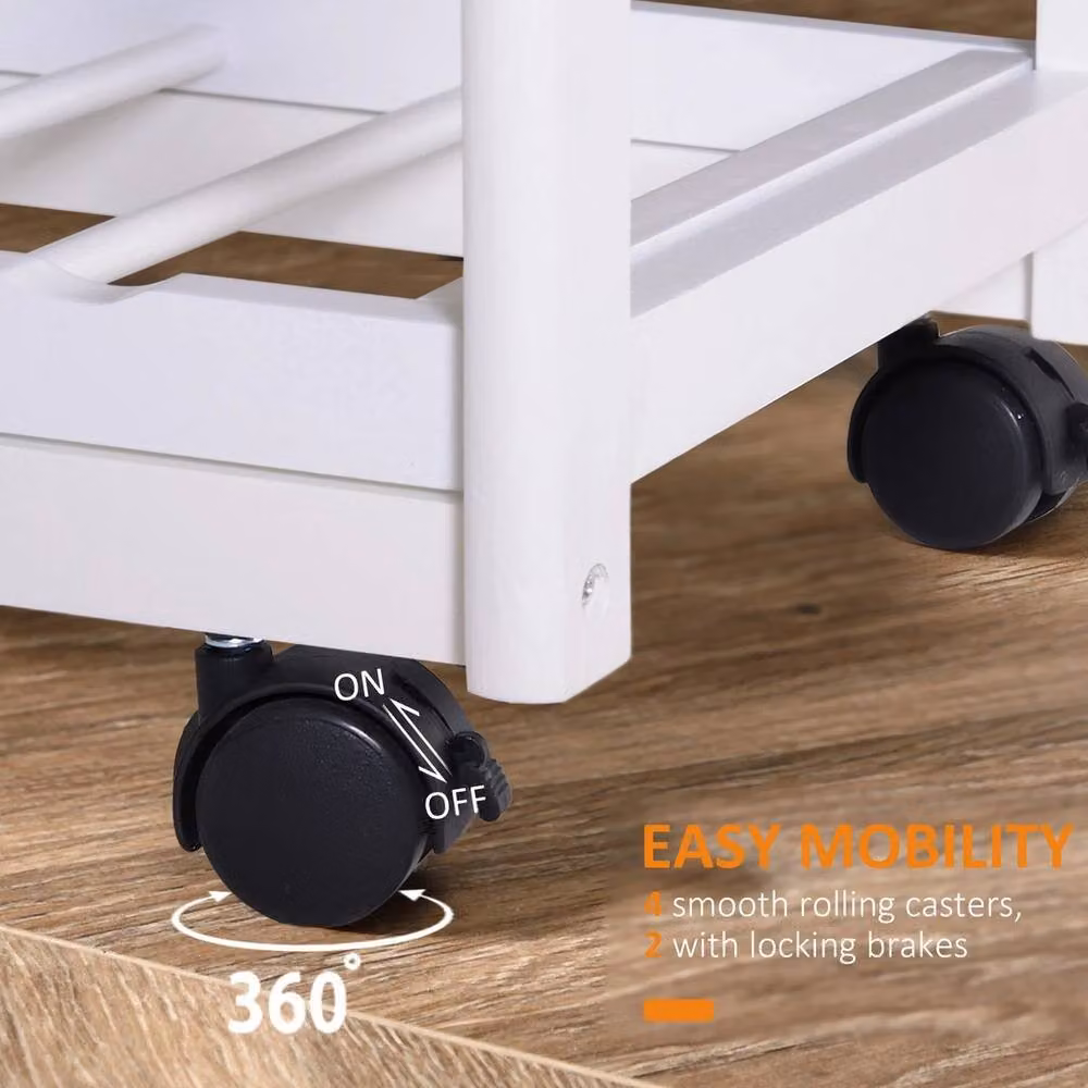 EONLION Rolling Kitchen Island Trolley in White – 3