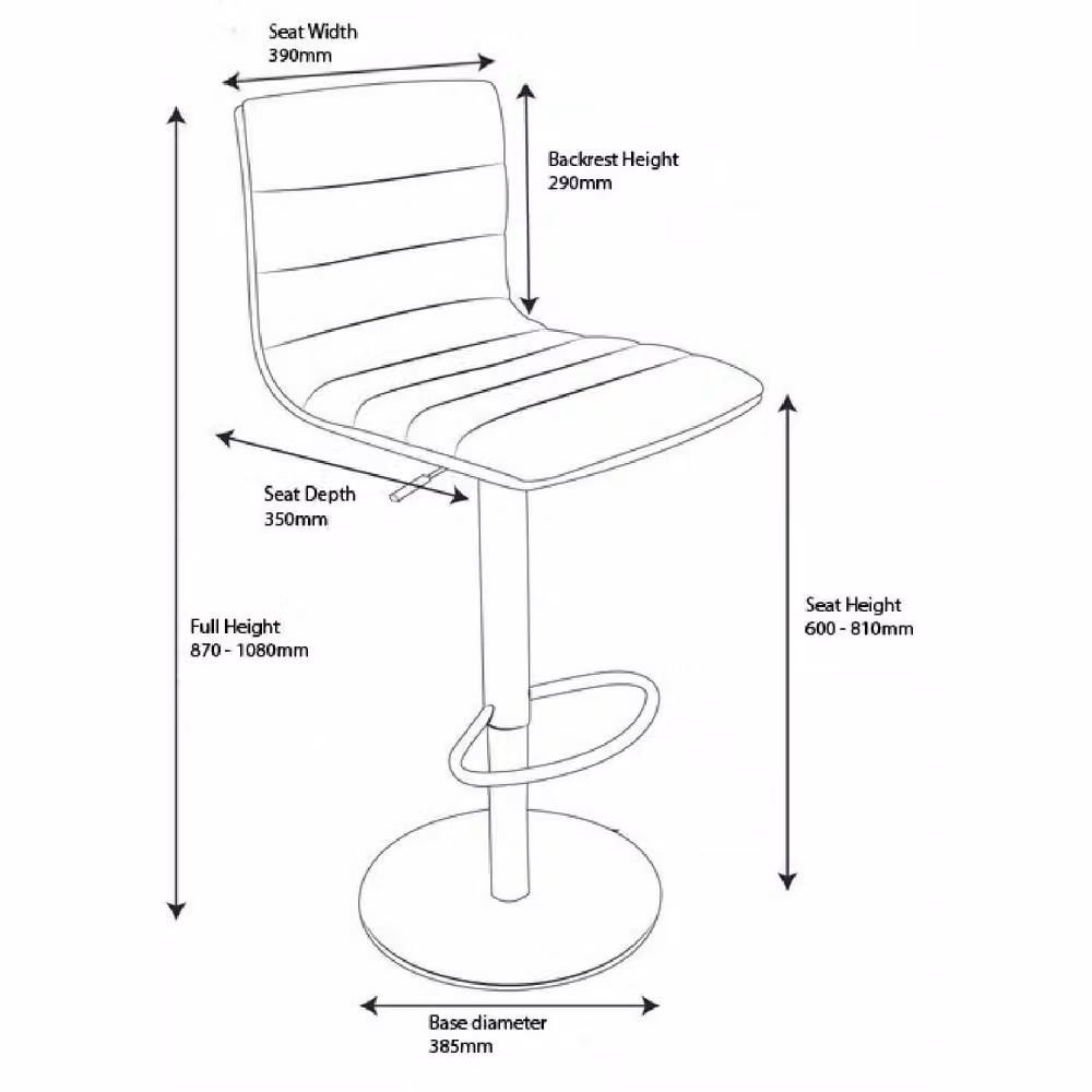 netfurniture Alpino Chrome Adjustable Bar Stool with Weighted Round Base in Black – 2