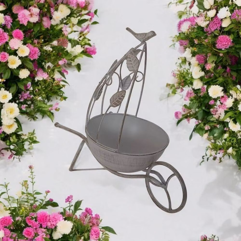 Minster Metal Garden Planter Pot in Grey, W: 34 cm, H: 36 cm, L: 19 cm – 2