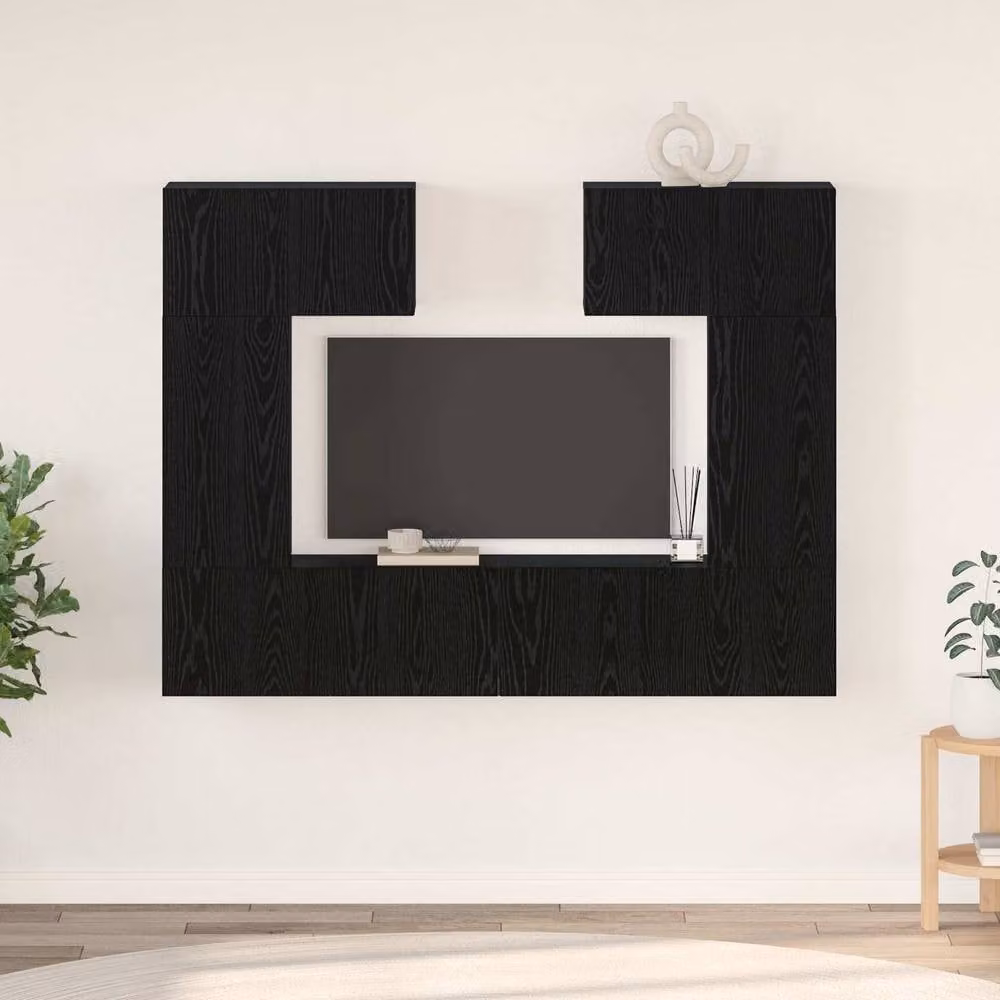 Berkfield Home 6 Piece TV Cabinet Set in Black Oak, W/D/H: 80 x 30 x 30 cm – 1