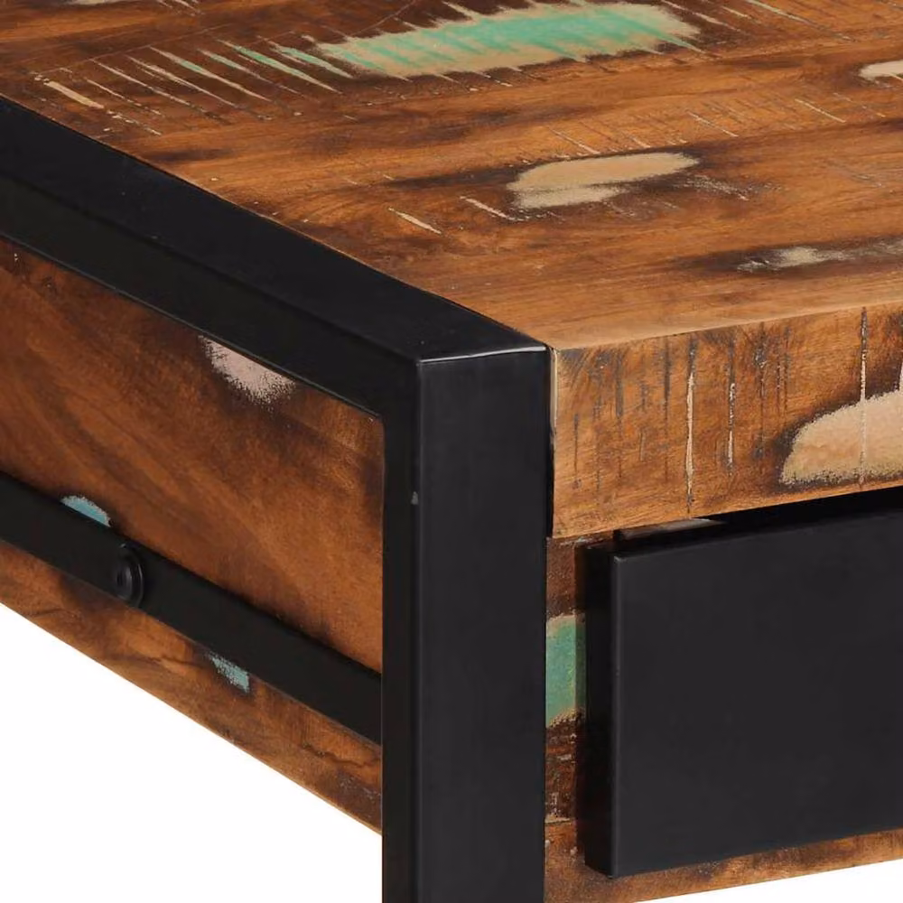 Berkfield Home Multicolour Reclaimed Solid Wood Writing Desk, W/D/H: 100 x 50 x 75 cm – 4