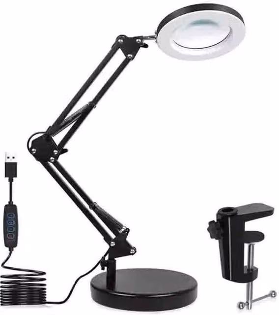 Kelvenix Dimmable LED Magnifier Desk Lamp with Light Stand in Black – 1