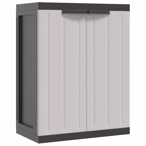 vidaXL Outdoor Storage Cabinet in Grey and Black with Internal Shelves and Lock, W/D/H: 65 x 37 x 85 cm
