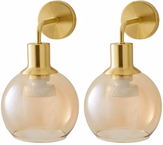 ValueLights Bellamy Glass Globe Rechargeable Wall Light in Gold/Brass