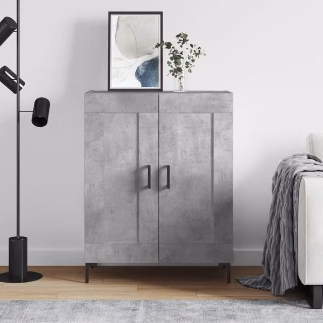 Berkfield Home Sideboard in Concrete Grey, W/D/H: 69.5 x 34 x 90 cm – 1