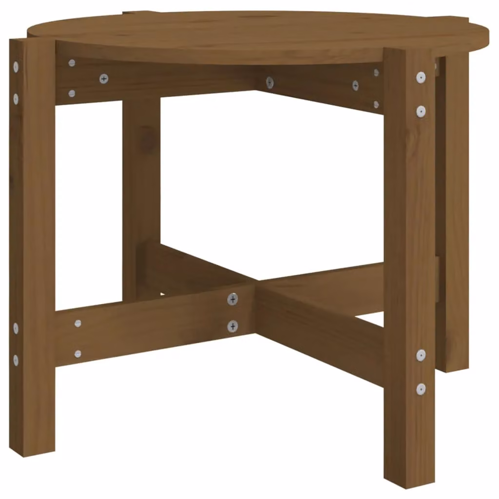 Berkfield Home Round Rustic Solid Wood Pine Coffee Table, Honey Brown, W: 62.5 cm, H: 45 cm – 2