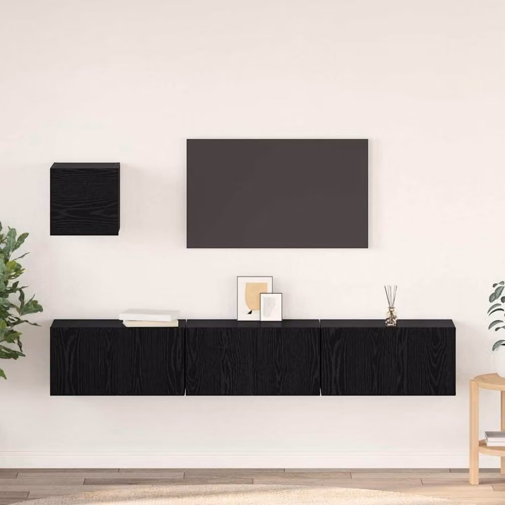Berkfield Home 4-Piece Modern Black Oak TV Unit Set, W/D/H: 60 x 30 x 30 cm – 2