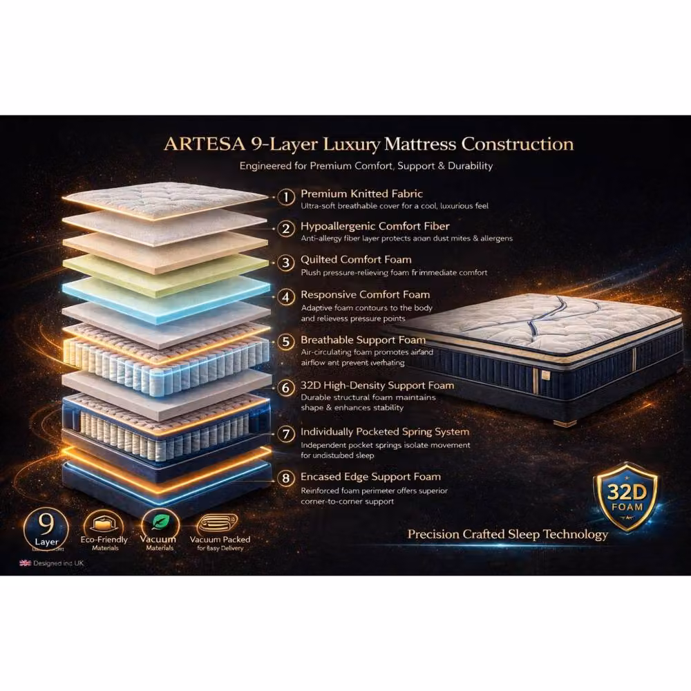 KDMD Windermere Dreams Double Length Luxury Mattress in White, W/D/H: 135 x 190 x 35 cm – 5