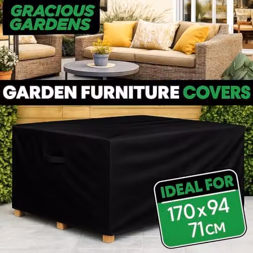 Gracious Gardens Waterproof Black Oxford Fabric Sofa Cover, W/D/H: 94 x 94 x 71 cm – 4