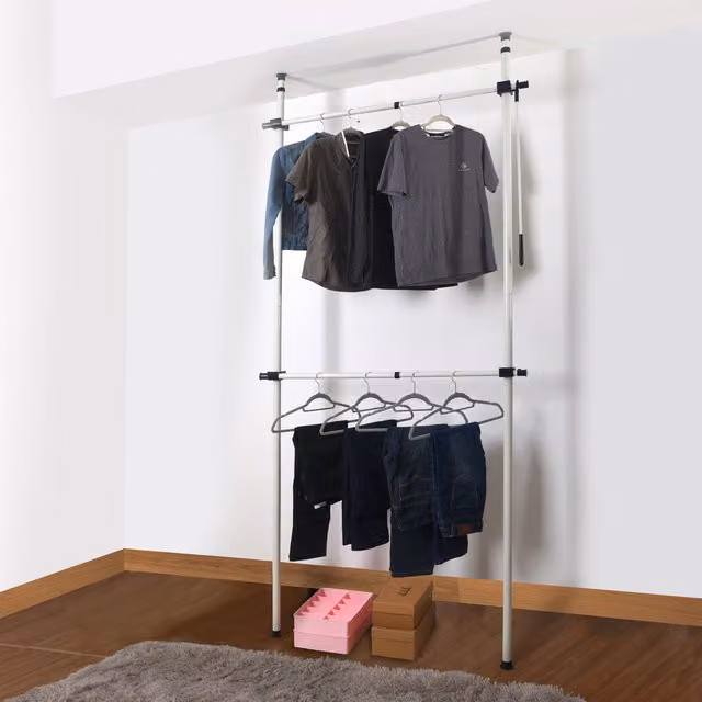 House Of Home Adjustable Telescopic Hanging Rail Clothes Rack, White, W: 70 - 120 cm