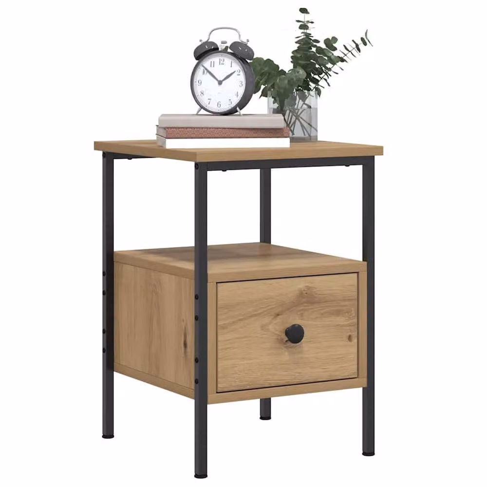 Berkfield Home Set of 2 Artisan Oak Bedside Cabinets in Brown, W/D/H: 34 x 36 x 50 cm – 2