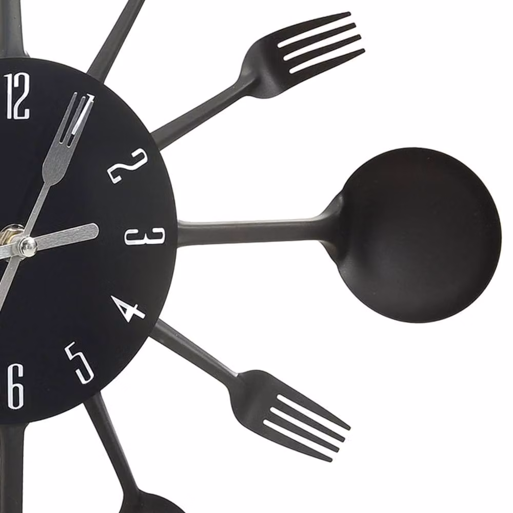 Berkfield Home Round Analog Quartz Wall Clock in Black Metal, Diameter: 40 cm – 3