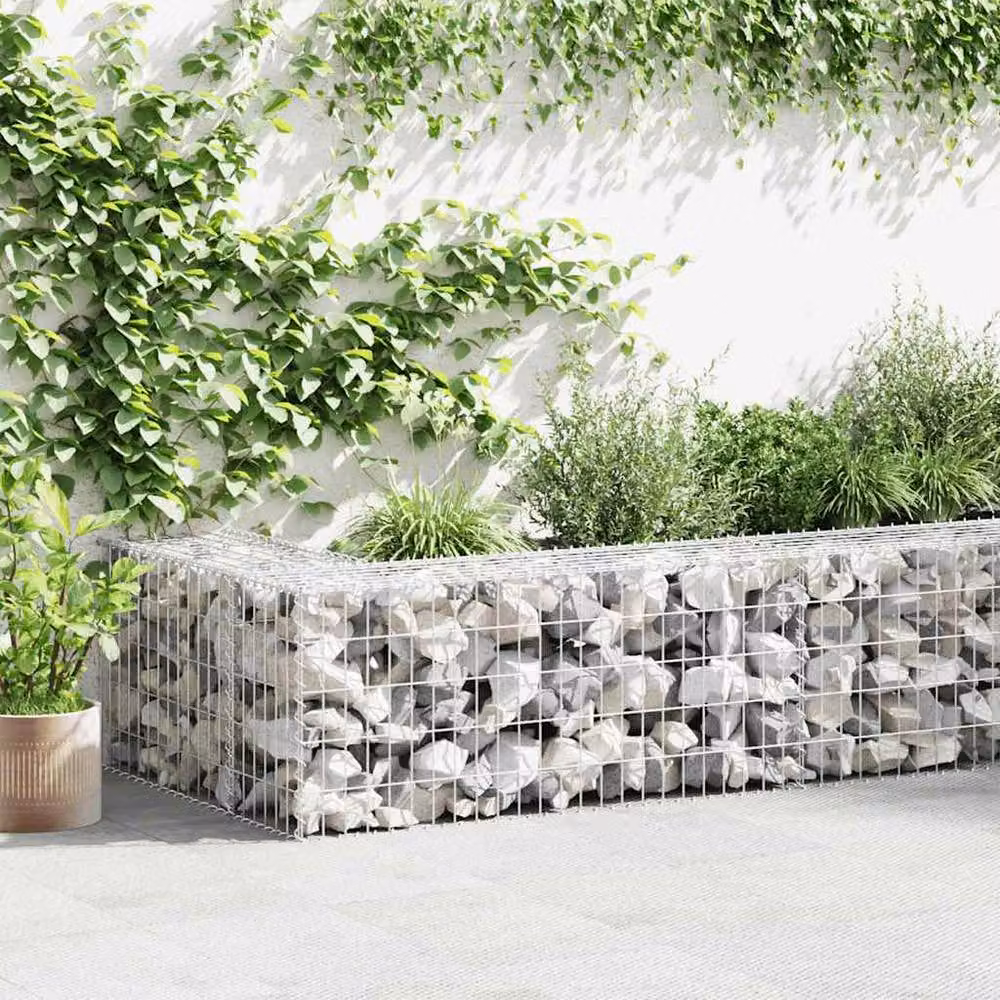 Berkfield Home Galvanised Steel Gabion Wall with Covers in Silver, W: 300 cm, D: 30 cm, H: 50 cm – 2