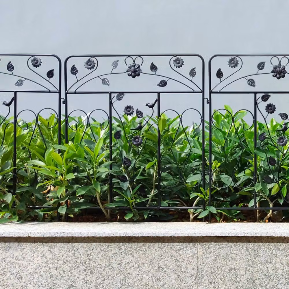 KORVIXA Black Powder-Coated Metal Garden Fence, W: 60 cm, D: 60 cm, H: 80 cm – 2