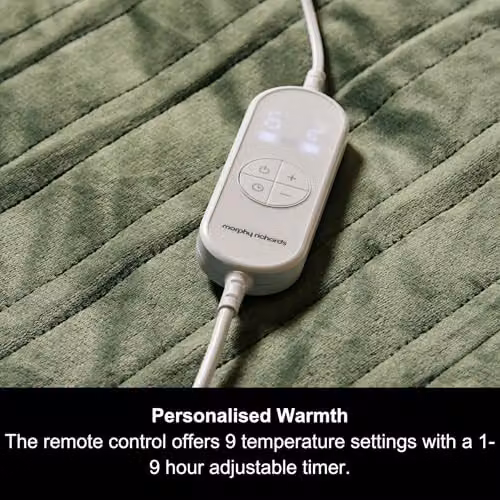 Morphy Richards EverCosy Small Fleece Electric Heated Throw in Green, W: 160 cm, D: 130 cm – 4