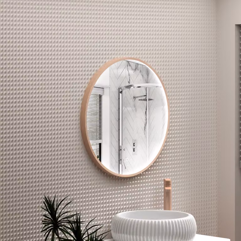Royal Bathrooms Luxor Round LED Mirror in Brushed Bronze with Touch Sensor and Demister Pad, W: 60 cm, H: 60 cm