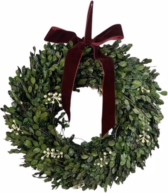 Four Candle Green Mistletoe Wreath with Bow, Diameter: 35 cm – 1