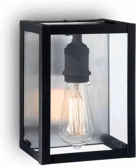 Ideal Lux Igor 1 Light Indoor Wall Light in Black with Transparent Glass Plates, E27