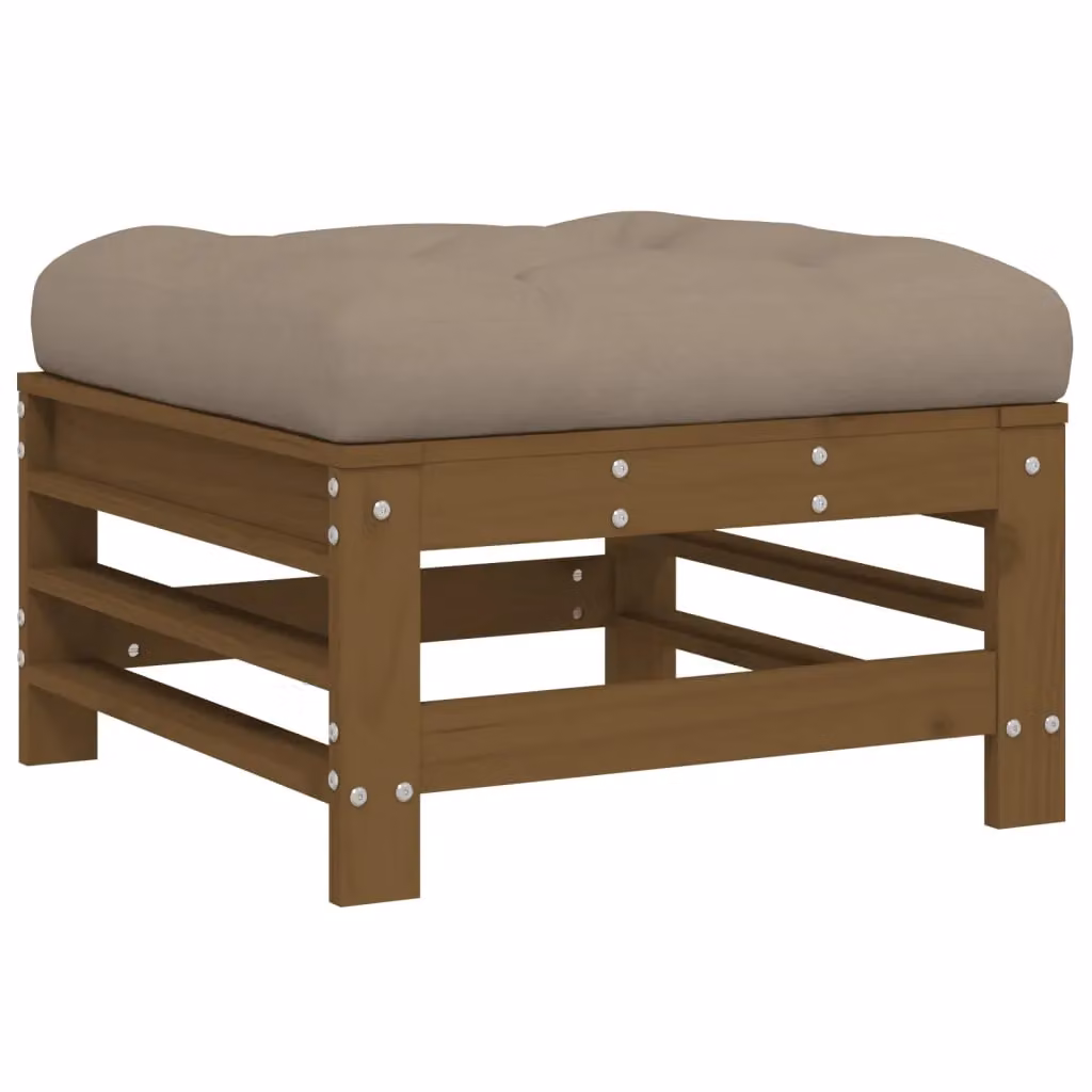 Berkfield Home Rustic Garden Footstool with Cushion in Honey Brown Solid Pine Wood – 2