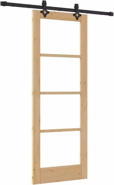 Berkfield Home Modern Sliding Wood Door with Hardware Set in Light Tan, W: 73.5 cm, H: 198.5 cm
