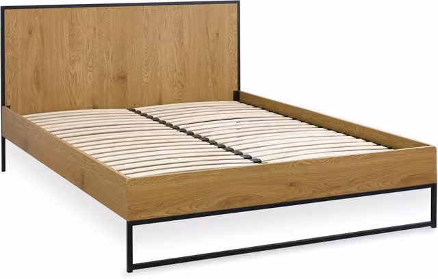 Julian Bowen Harlow Modern Bed Frame in Black and Brown Wood Effect, W/D/H: 180 x 200 cm