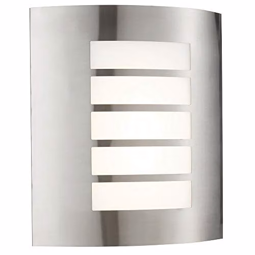 Loops IP44 Outdoor Wall Light in Silver Stainless Steel with Warm White LED and Transparent Diffuser