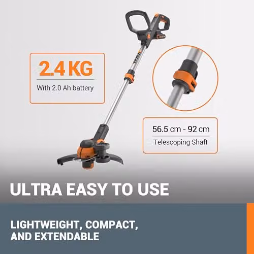 WORX WG163E 20V PowerShare Cordless Grass Trimmer with 30cm Cutting Line, Black and Orange – 4
