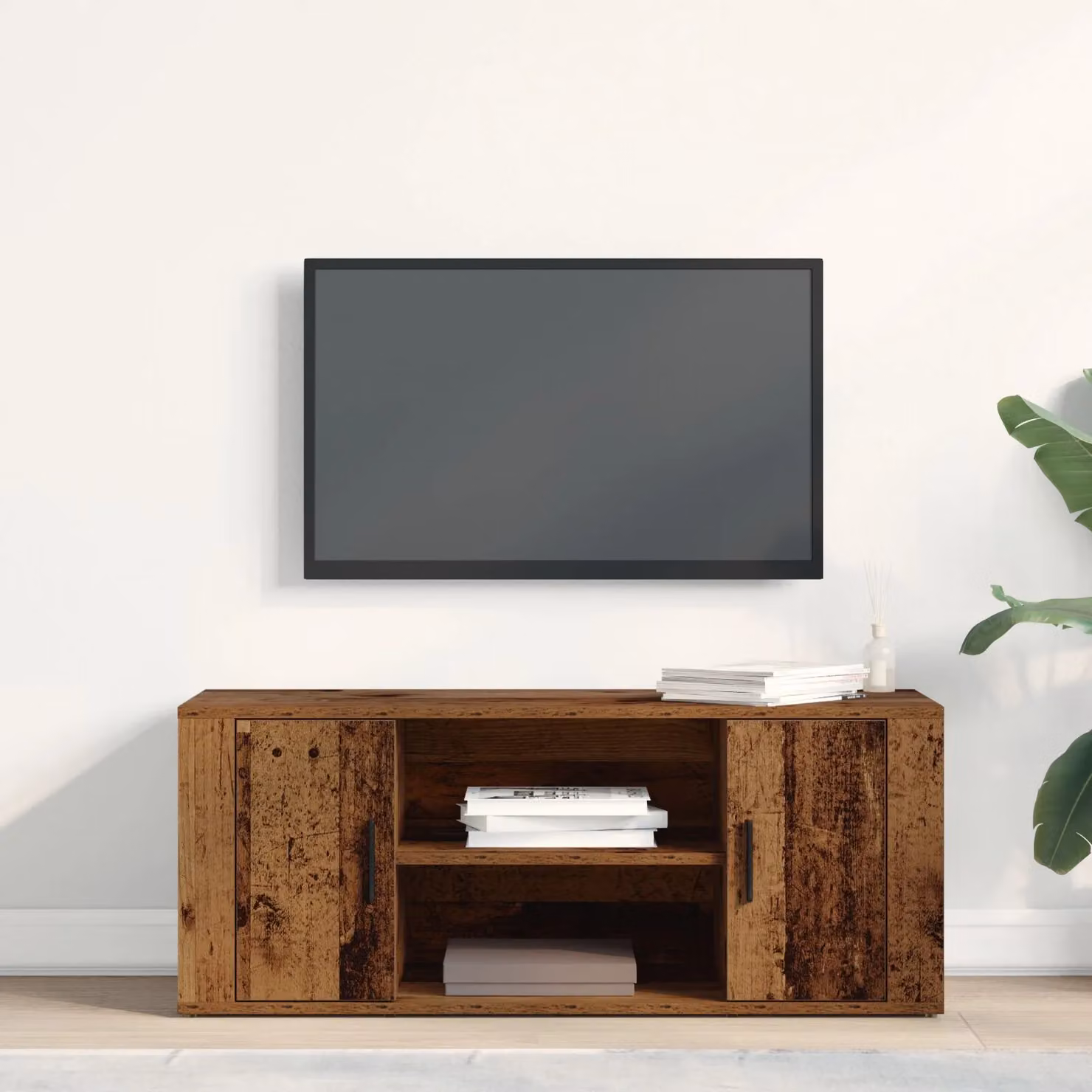 Berkfield Home Rustic TV Cabinet in Brown Engineered Wood W/D/H: 100 x 35 x 40 cm – 3