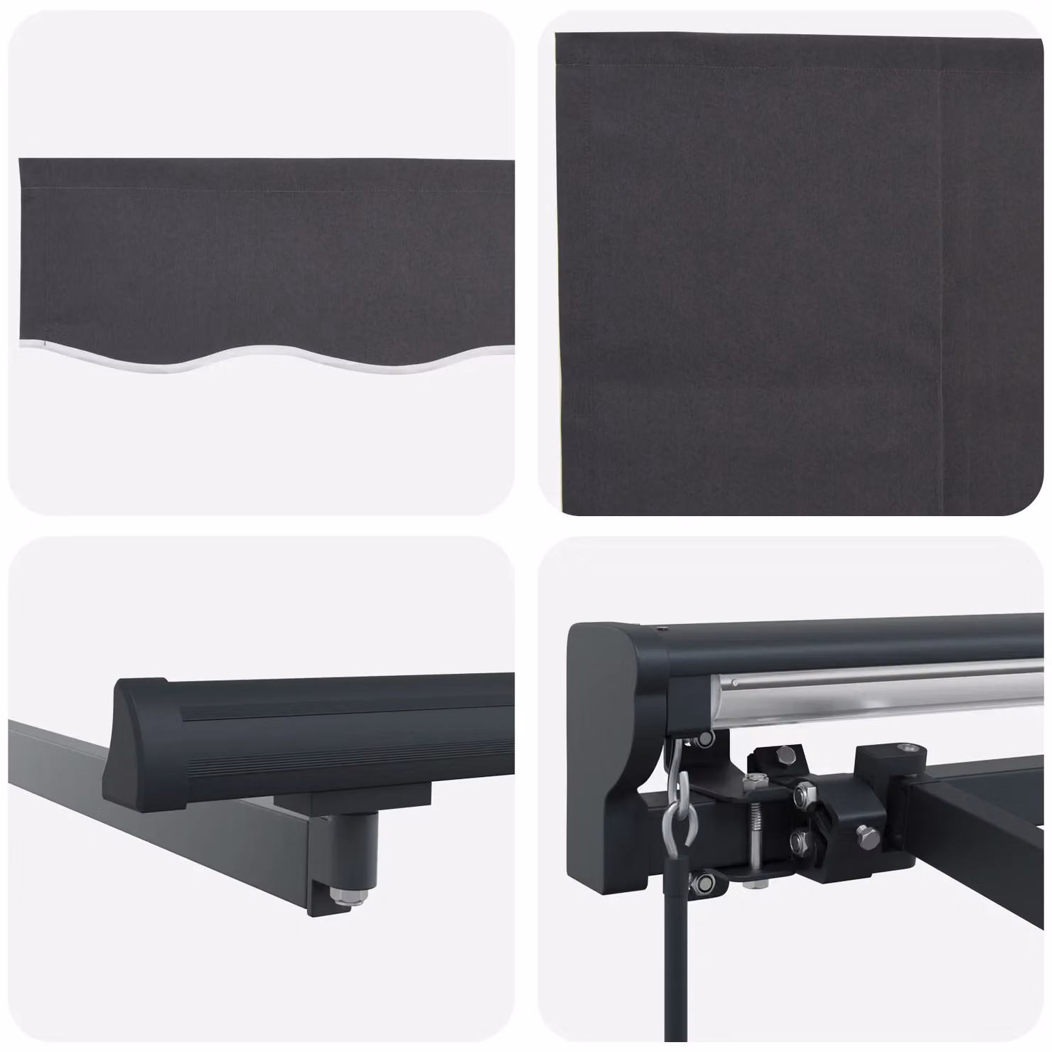 Berkfield Home Manual Retractable Folding Arm Awning in Anthracite Grey, W: 300 cm, D: 250 cm – 6