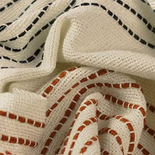 Riva Home Woven Cotton Striped Throw with Fringes in Brown, Black and Multicolour, W/D/H: 150 x 125 x 125 cm – 2