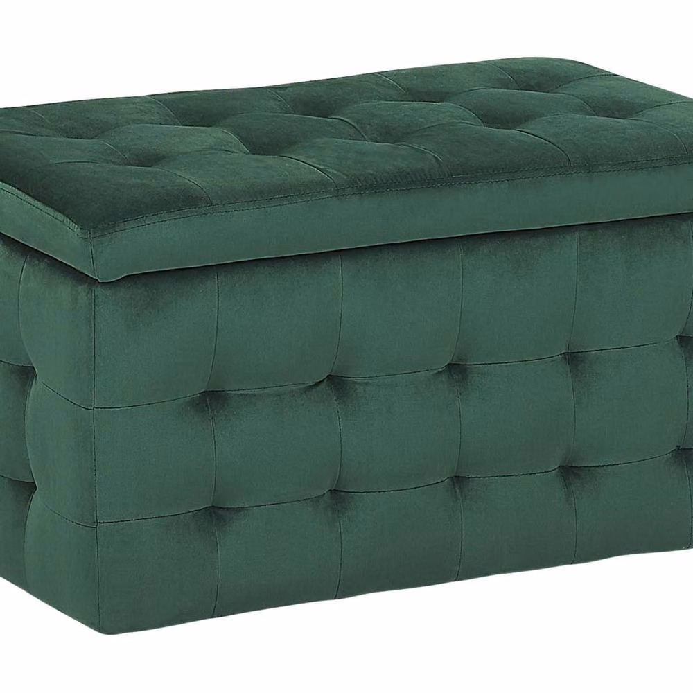 Wyld and Coco Velvetique Green Tufted Storage Ottoman Bench – 2