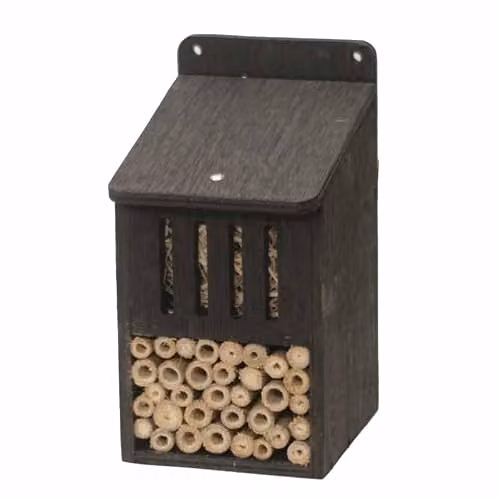 Buttercup Farm Bug House in Black, made from Wood and Bamboo, W: 13 cm, D: 16 cm, H: 24 cm