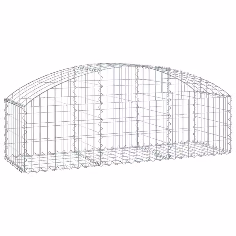 Berkfield Home Arched Gabion Basket in Silver Galvanised Steel W: 150 cm, D: 50 cm, H: 40-60 cm
