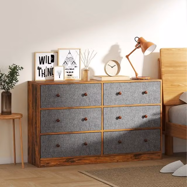 HOMCOM Grey Chest of Drawers with 6 Fabric Drawers and Steel Frame