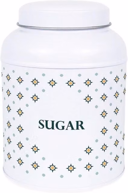 Purely Home Octagonal Stars Hot Chocolate Canister with Small Dome Lid in White Metal