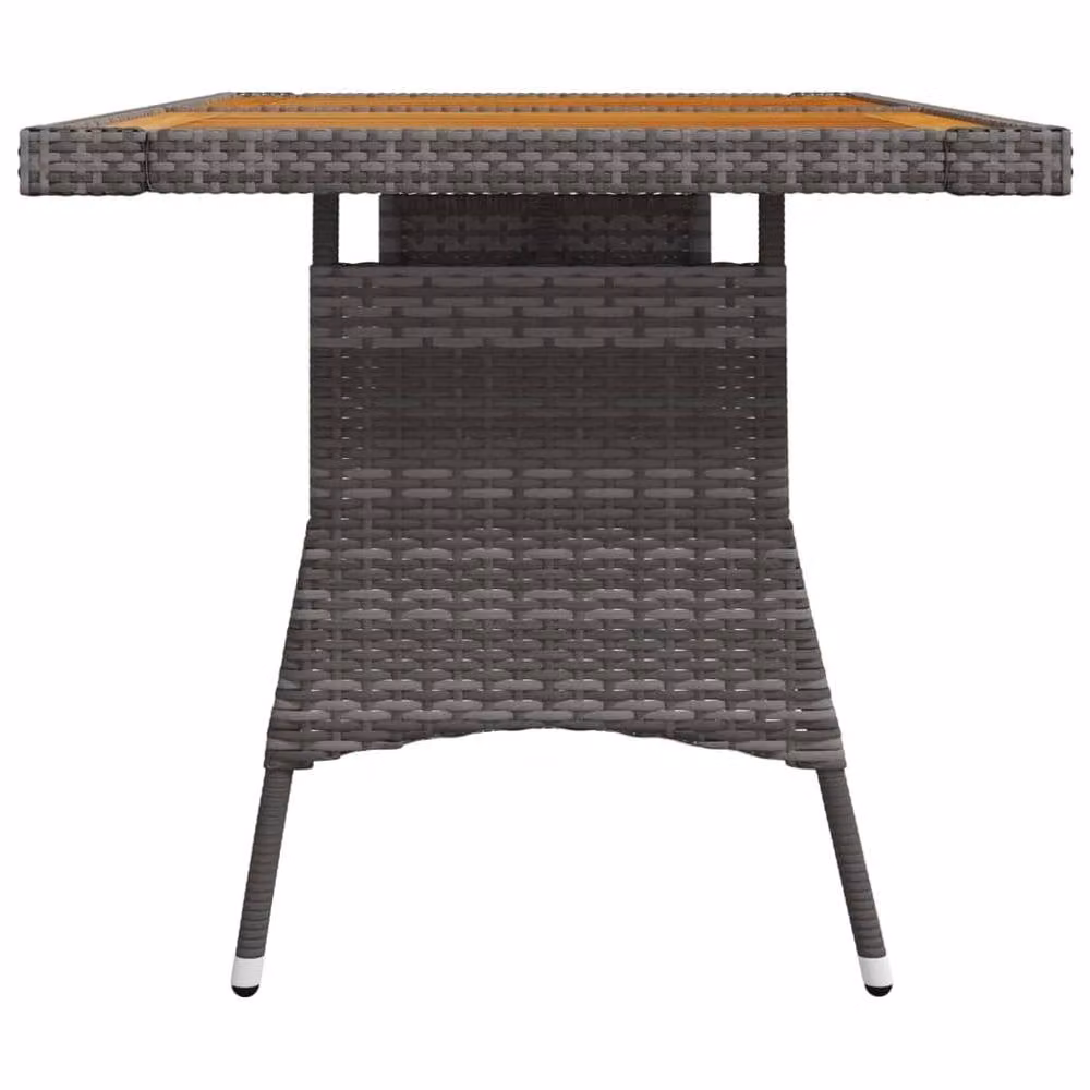 Berkfield Grey Extendable Garden Table with Acacia Wood and Poly Rattan, W/D/H: 130 x 70 x 72 cm – 2