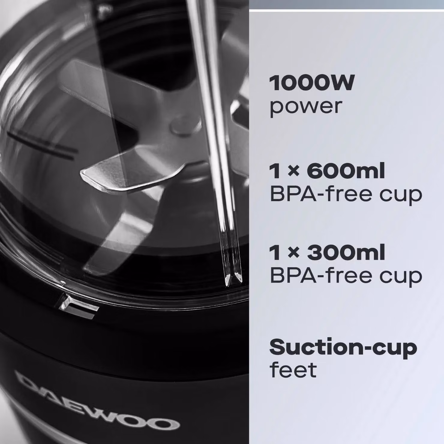 Daewoo Ultra Blend 1000W Smoothie Maker Blender with 600ml Travel Cup in Black – 7