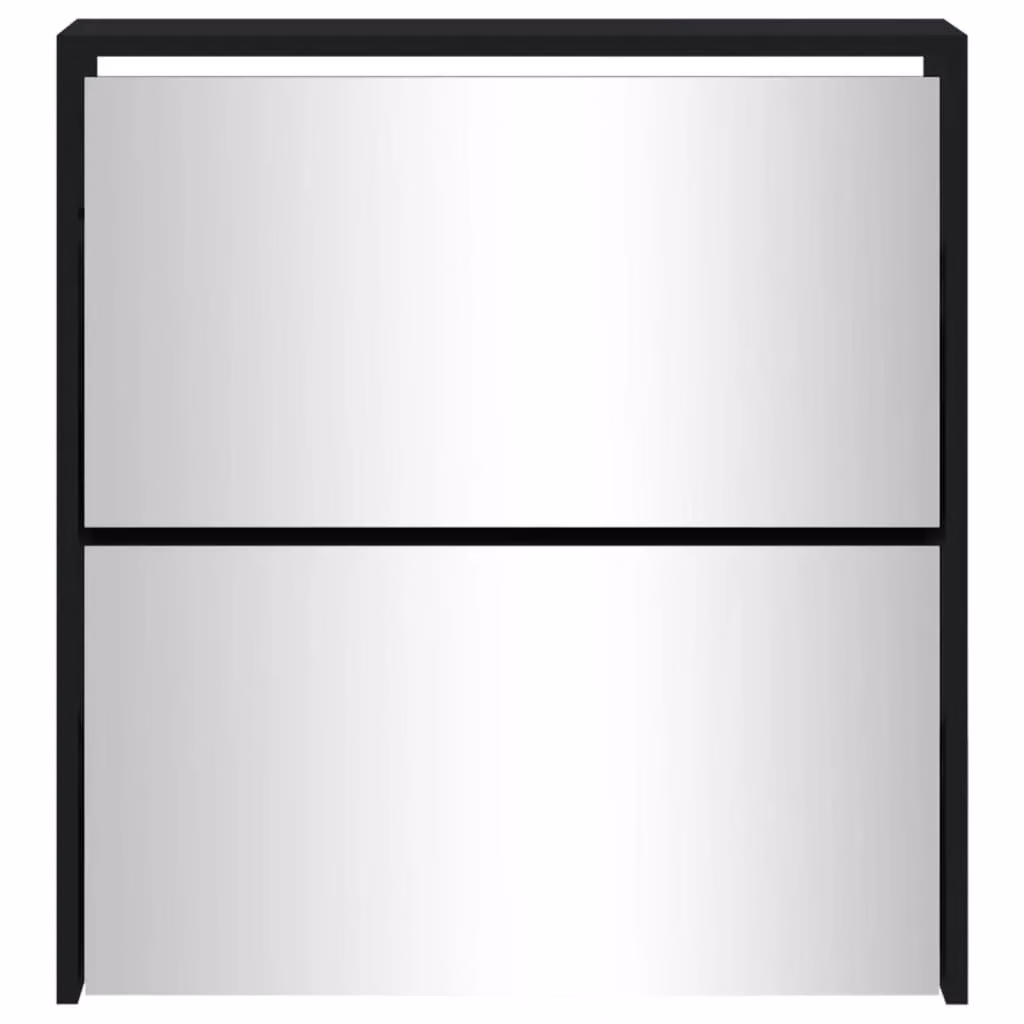 Berkfield Home 2-Layer Shoe Cabinet with Mirror in Black, W: 63 cm, D: 17 cm, H: 67 cm – 4