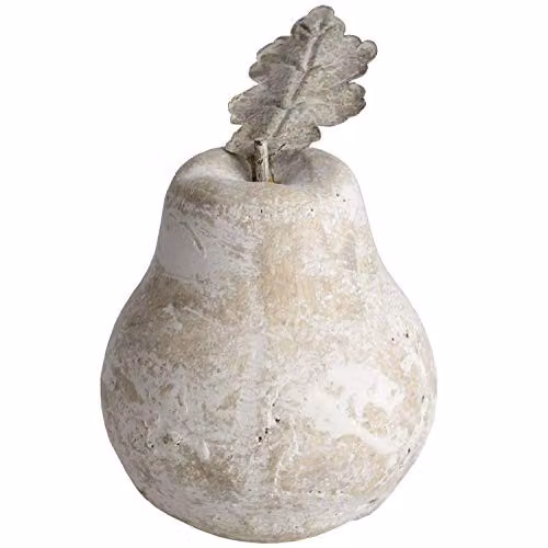 Hill Interiors Antique Stone Pear Ornament in White, Beige and Multicolour, H: 16.0 cm, W: 13.0 cm, D: 13.0 cm