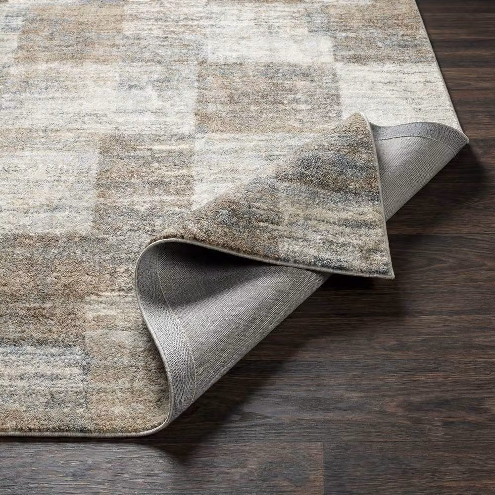Livabliss Avellino Modern Geometric High Pile Living and Dining Rug in Brown, Grey and Blue, W: 200 cm, D: 280 cm – 2