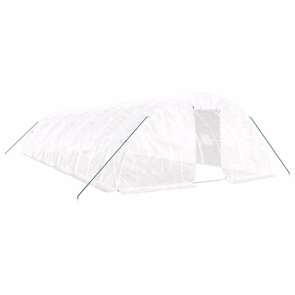 Berkfield Home White Steel Frame Greenhouse with W/D/H: 12 x 5 x 2.3 m – 2
