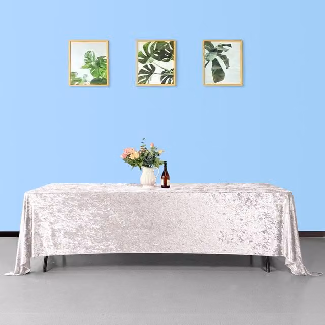 Trimming Shop Plain Blush Pink Crushed Velvet Rectangular Tablecloth, 366 cm