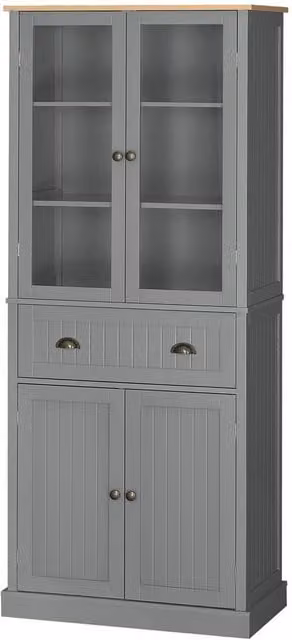 KORVIXA Grey Matt Wood Kitchen Cupboard Base Unit, W: 60 cm, H: 75 cm